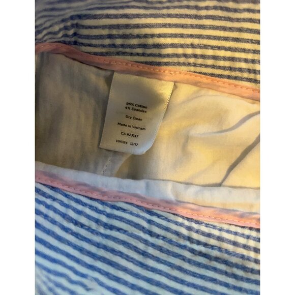 Talbots Women’s Pants Size 12 Blue White Striped Seersucker Cropped Capris Stret - Picture 10 of 10
